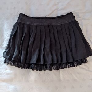 Black Pleated Lace and Chiffon Goth Skirt
